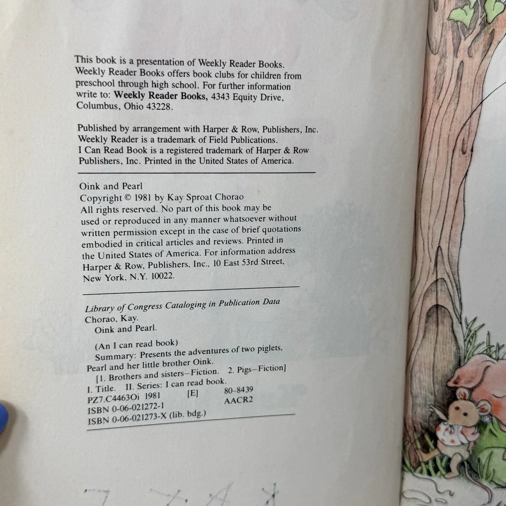 Oink and Pearl Kay Chorao‎ 1981 I Can Read Book Harper & Row